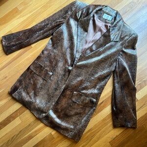 Vintage Cache Snake Print Blazer Brown Shoulder Pads